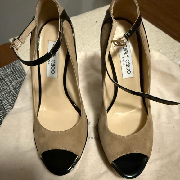 Jimmy Choo Black and Tan Women's Heels - Picture 2 of 4